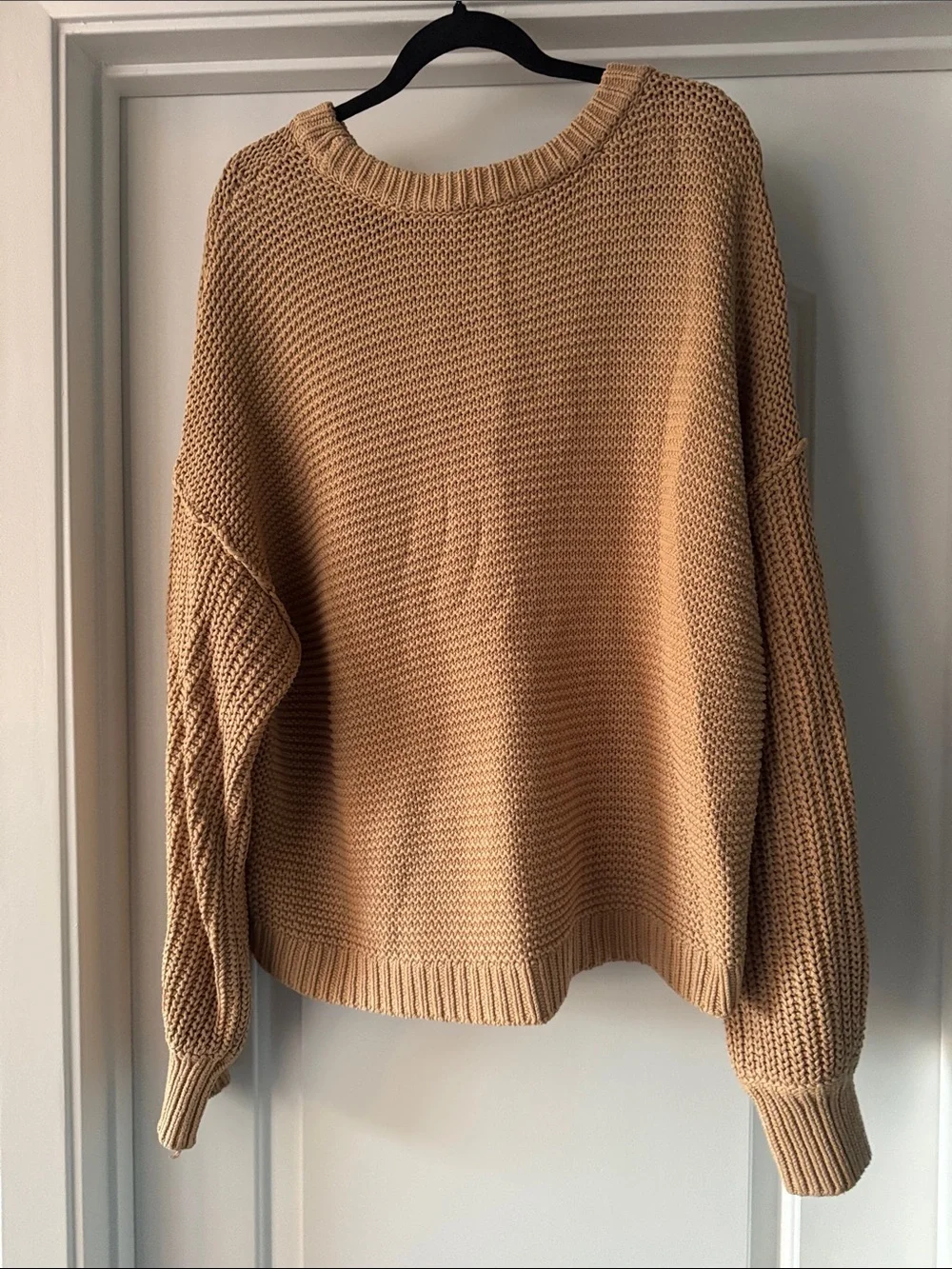 Free People Dream Cable Crewneck Sweater - Classic Camel